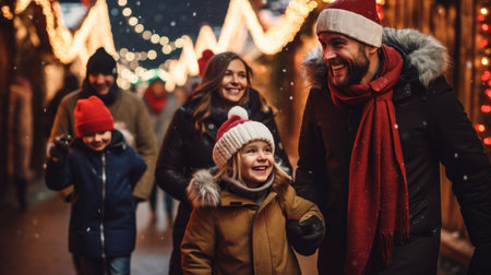 family, winter, christmas, happiness, daughter, mother, holiday, child, woman, happy, people, girl, celebration, caucasian, decoration, night, gift, xmas, street, cheerful, joy, together, fun, parent, smiling, city, kid, young, love, childhood, December, outdoorの素材