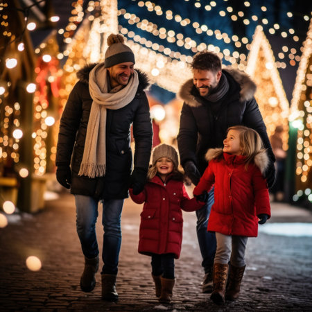 family, winter, christmas, happiness, daughter, mother, holiday, child, woman, happy, people, girl, celebration, caucasian, decoration, night, gift, xmas, street, cheerful, joy, together, fun, parent, smiling, city, kid, young, love, childhood, December, outdoorの素材