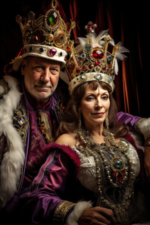 A regal shot of the King and Queen of Mardi Gras.の素材