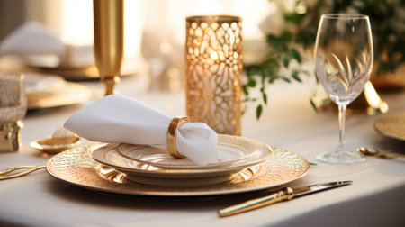 his image showcases an elegant table setting with a Ramadan theme.の素材