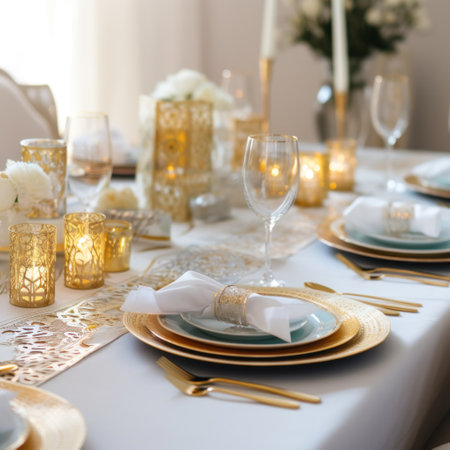his image showcases an elegant table setting with a Ramadan theme.の素材