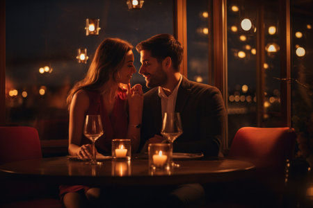 the romance and magic of a New Year celebration in a restaurant setting.の素材