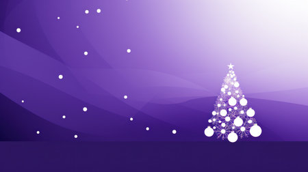 A light purple background with a tall and skinny Christmas tree and a few gift boxes underneath.の素材