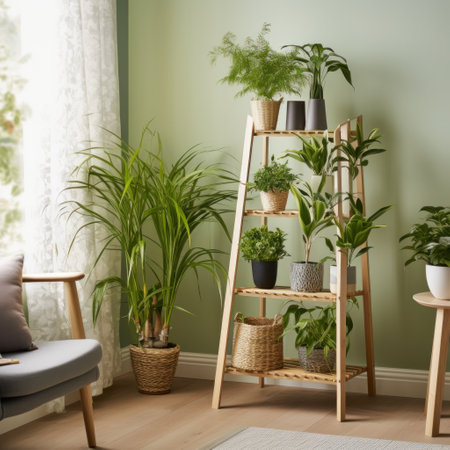 plant in a modern kitchen, bringing hanging life to the space and adding a fresh touch to the sleek designの素材