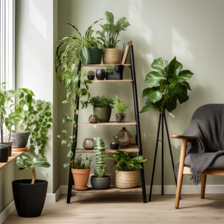 plant in a modern kitchen, bringing hanging life to the space and adding a fresh touch to the sleek designの素材