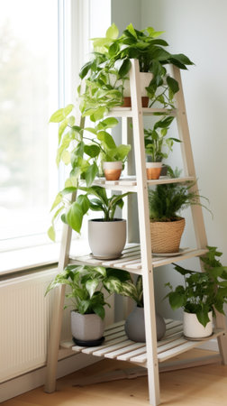 plant in a modern kitchen, bringing hanging life to the space and adding a fresh touch to the sleek designの素材