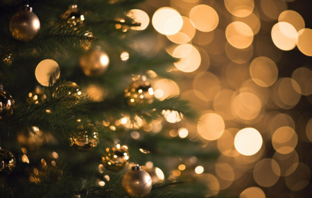 christmas tree with dark circles in front.の素材