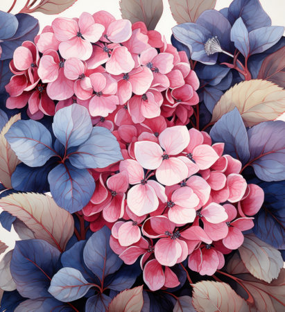 Hydrangea Pencil and watercolor illustration isolated.の素材