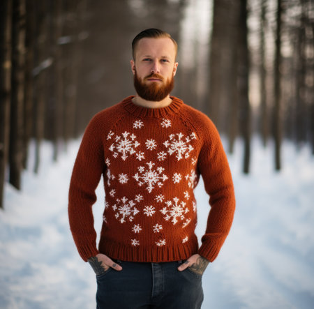 snowflakes knitted sweater.の素材