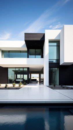 The clean lines and minimalist aesthetic of a modern home are on full display.の素材