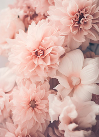 an arrangement of pink flowers.の素材