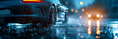 Beautiful dark background for a car wash advertisement with plenty of space for text and a blurred background.の素材