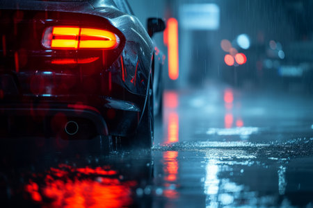 Beautiful dark background for a car wash advertisement with plenty of space for text and a blurred background.の素材