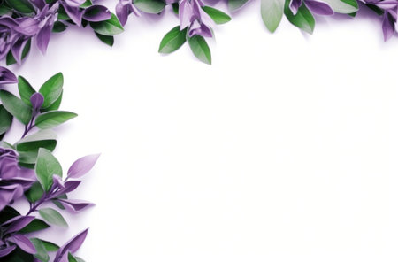 lilacs frame on a white background flowerの素材
