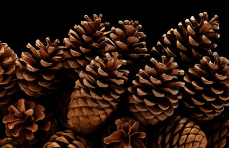 a clipping of pine cones on a white backgroundの素材