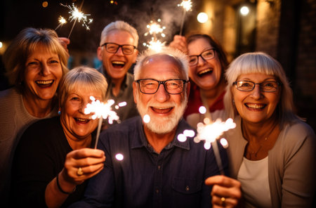 a group of people with sparklers,の素材