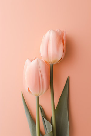 a few pretty pink tulips on a pink backgroundの素材