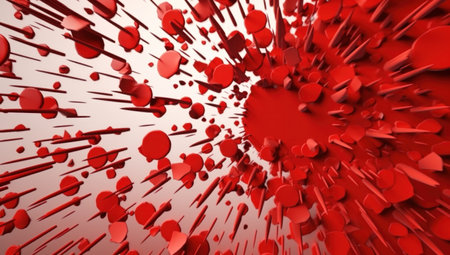 a plate of red paper is made of bullet hitsの素材