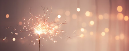 a sparkler burns at a dark night.の素材