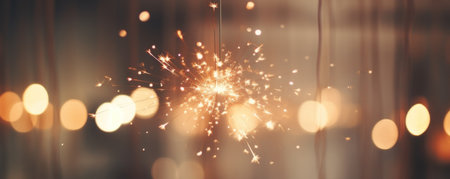 a sparkler burns at a dark night.の素材