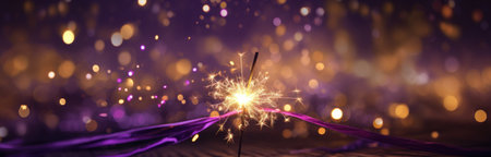 a sparkler burns at a dark night.の素材
