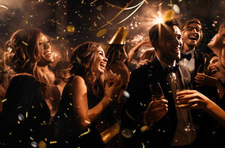 an image of party guests together at a party,の素材