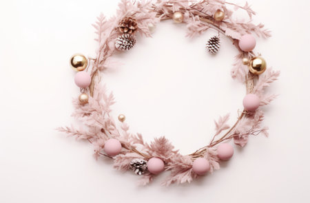 christmas decoration wreath on a table topの素材