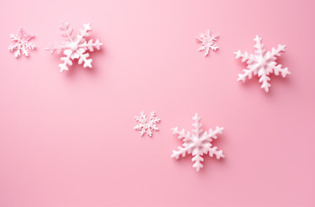 christmas snowflakes on pink background,の素材