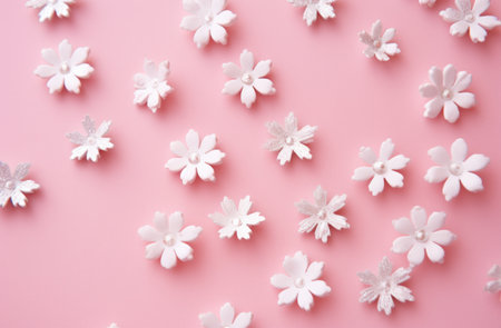 christmas snowflakes on pink background,の素材