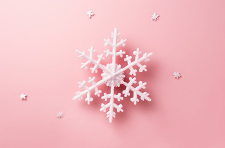 christmas snowflakes on pink background,の素材