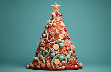 christmas tree made of candy and spices,の素材