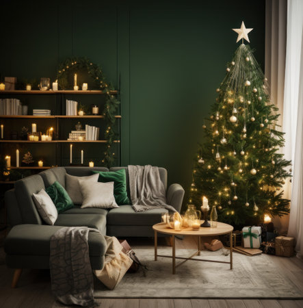 modern christmas decorating ideas in a homeの素材