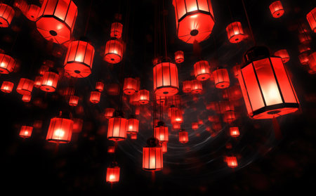 red lanterns in an oriental styleの素材