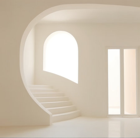 stairs and window into a room,の素材