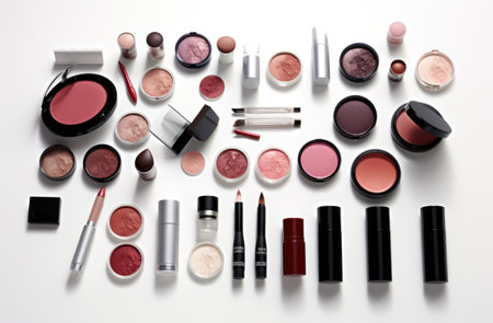 some makeup items arranged on top of each other on a white background,の素材