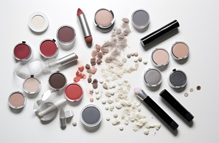 some makeup items arranged on top of each other on a white background,の素材