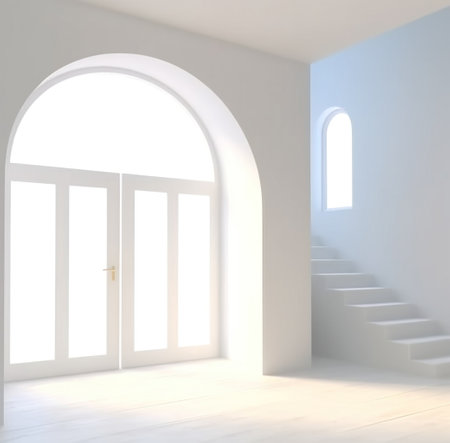 stairs and window into a room,の素材