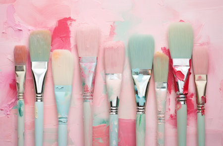 some paint brushes, brushes and paints,の素材