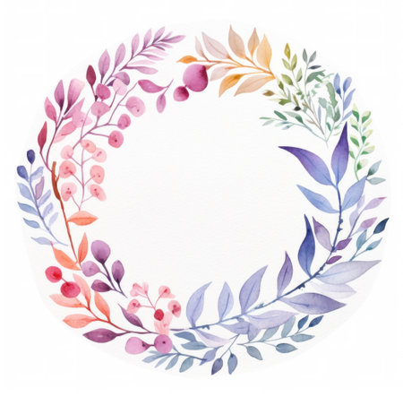 watercolor wreath watercolor painting,の素材