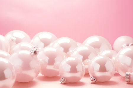 white christmas decorations on a pink backgroundの素材