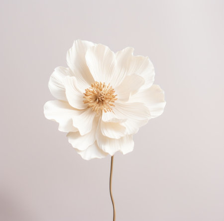 White cosmos flower isolated on white background. Minimal art concept.の素材