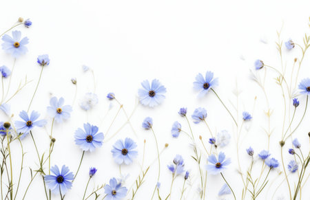 wild flowers isolated background on whiteの素材