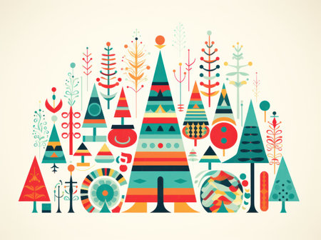 Vibrant geometrics Christmas tree.の素材