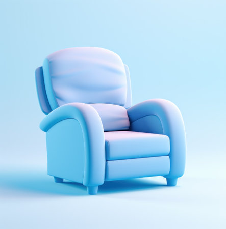 a blue recliner chair with legs isolatedの素材