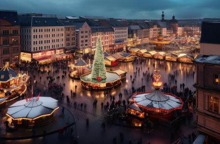 a christmas market in city center,の素材