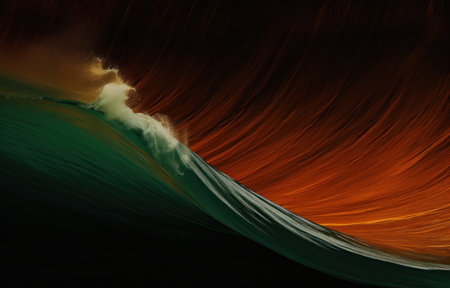 a person is traveling along the wave with their board, iの素材