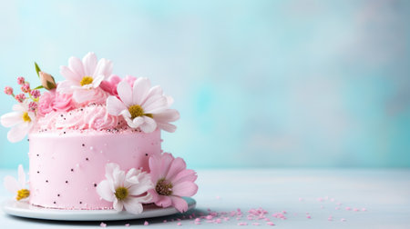 birthday cake pastel background with copy spaceの素材