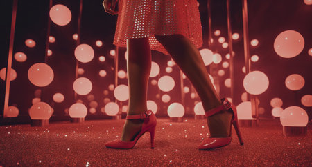 a woman wearing a pair of disco heels next to her ball,の素材