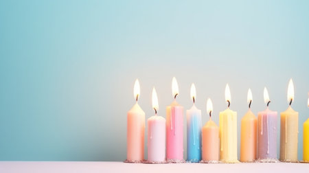 birthday candles on pastel background with copy spaceの素材
