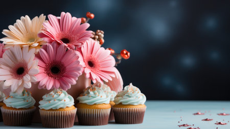 birthday cake pastel background with copy spaceの素材